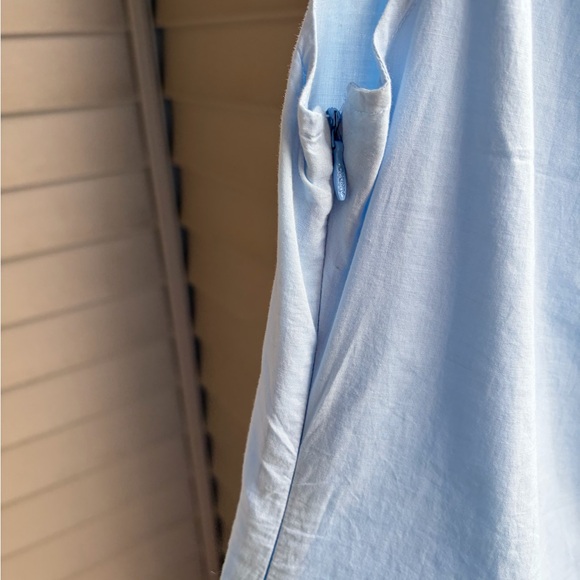 🆕🦋 DKNY Blue Ombre Midi Dress Size 10 NWT 100% Cotton Ruched Side Summer Dress - Picture 9 of 15